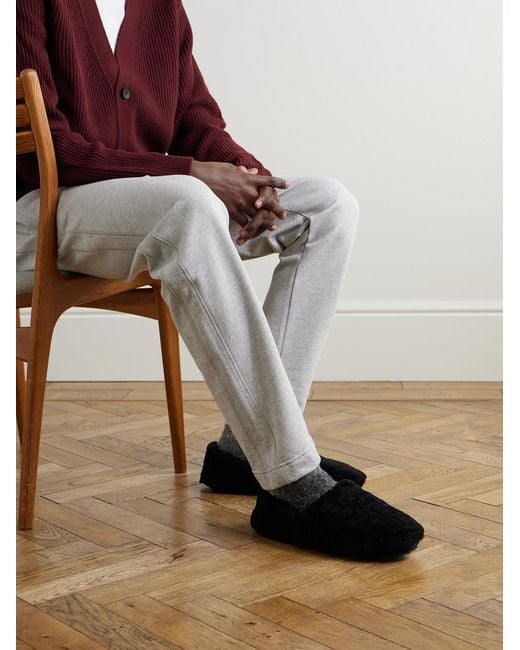 Mr P. Black Shearling Slippers for men