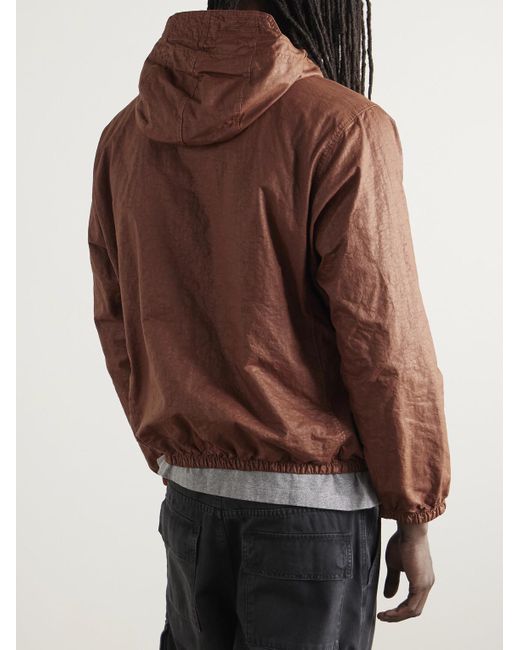 Stone Island Panama Kapuzenjacke aus Nylon mit kurzer Knopfleiste und Logodetail in Stückfärbung in Red für Herren