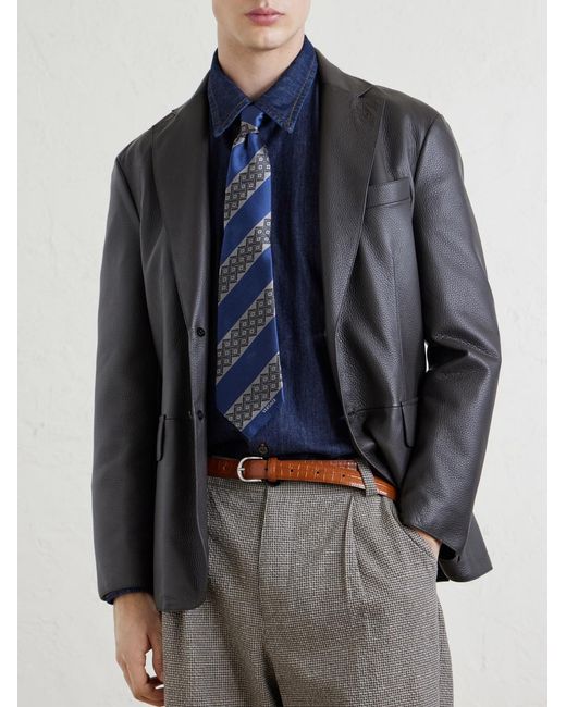 Versace Blue 9Cm Silk-Jacquard Tie for men