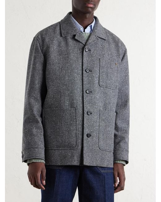 Valentino Garavani Gray Vlogo-embellished Mélange Virgin Wool Blouson Jacket for men