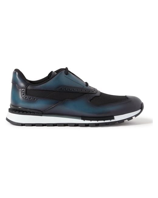 Berluti Blue Fast Track Venezia Leather And Shell Sneakers for men
