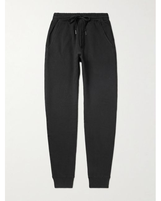 Tom Ford Black Tapered Garment-dyed Cotton-jersey Sweatpants for men