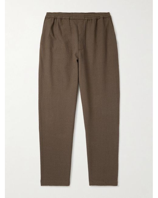 A Kind Of Guise Brown Banasa Straight-Leg Seersucker Suit Trousers for men