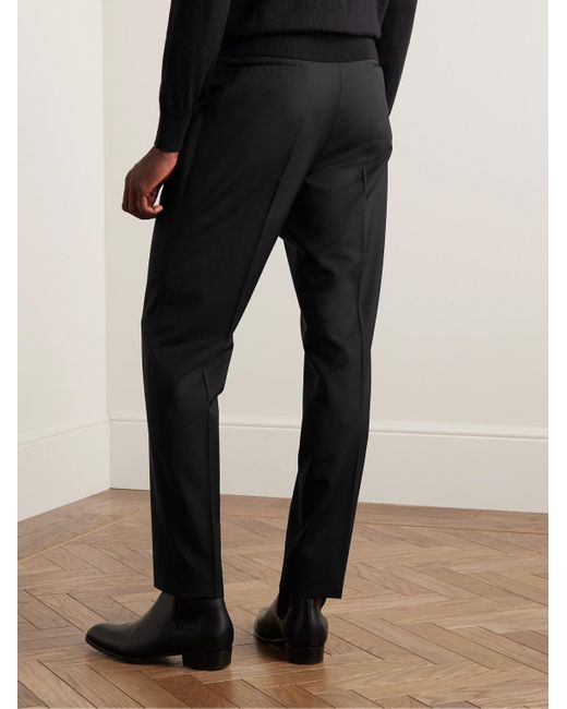 Zegna Black Straight-Leg Satin-Trimmed Wool And Mohair-Blend Tuxedo Trousers for men