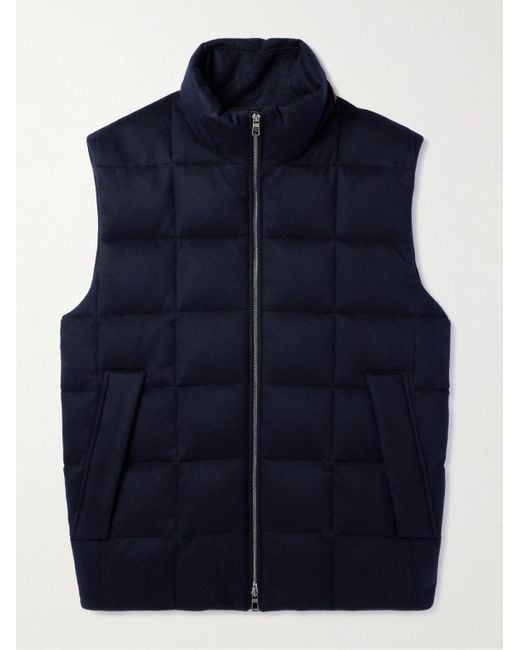 Loro Piana Blue Tuul Suede-trimmed Quilted Storm System® Cashmere Down Gilet for men