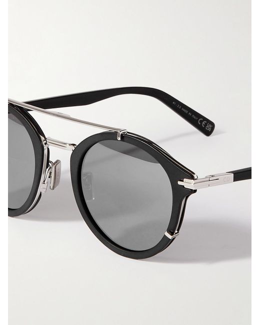 Dior Blacksuit R7U Sonnenbrille mit rundem Rahmen aus Azetat und silberfarbenen Details für Herren
