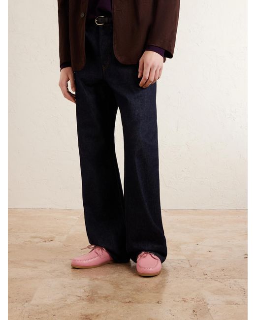 VINNY'S Pink Boatman Full-Grain Leather Boat Shoes for men