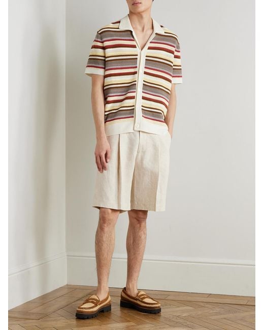 NN07 Natural Lars 60019 Camp-collar Striped Organic Cotton Shirt for men