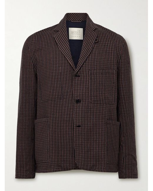 Kardo Black Somesh Checked Cotton Blazer for men