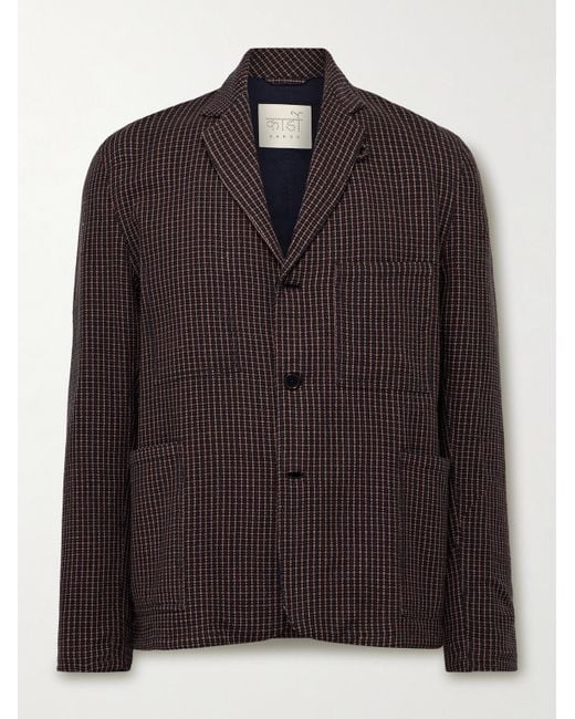 Kardo Black Somesh Checked Cotton Blazer for men