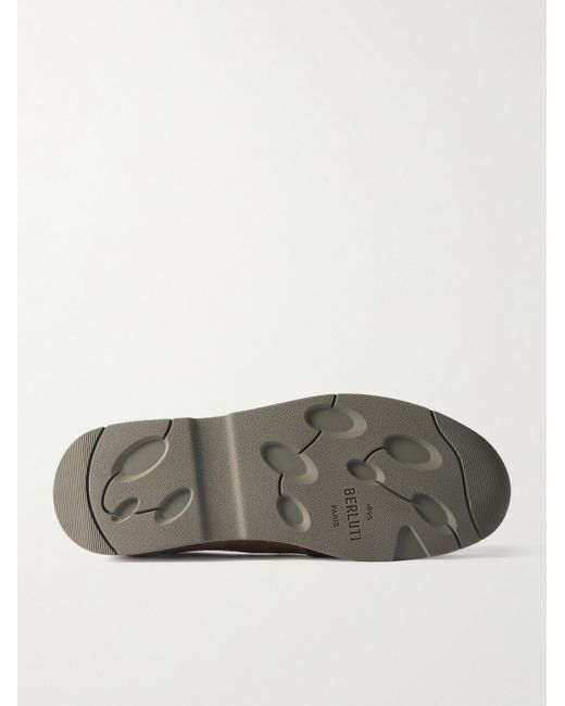 Berluti White Echappée Suede Loafers for men
