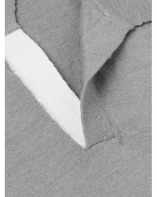 James Perse Gray Linen-blend Polo Shirt for men