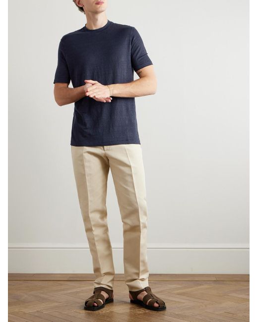 Thom Sweeney T-Shirt aus Jersey aus einer Leinenmischung in Blue für Herren