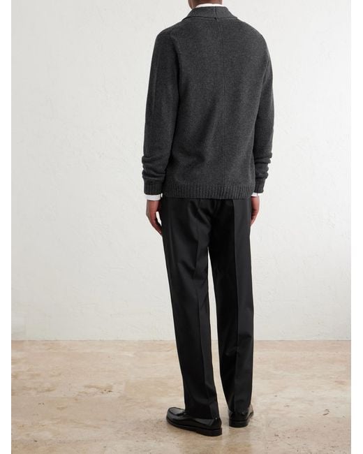 John Smedley Gray Rockford Shawl-Collar Recycled-Cashmere And Merino Wool-Blend Cardigan for men