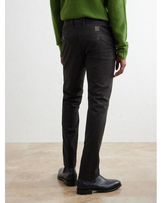 Slowear Black Straight-Leg Cotton-Blend Twill Trousers for men