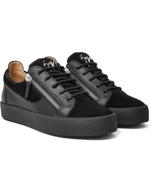 Giuseppe Zanotti Black Leather And Suede Sneakers for men