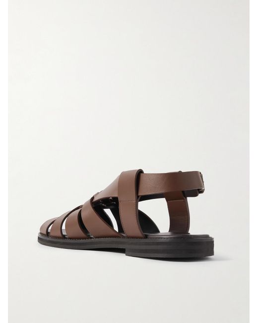Manolo Blahnik Brown Zale Leather Fisherman Sandals for men