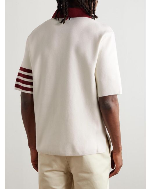 Thom Browne Polohemd aus Baumwolle mit Streifen in White für Herren