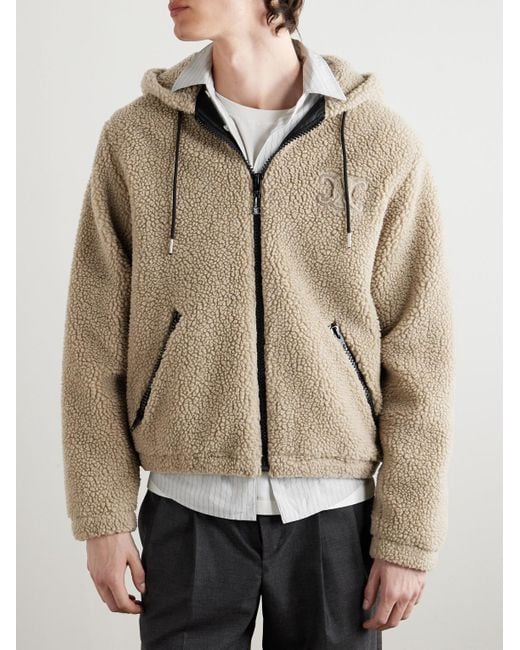 Céline Natural Logo-Embroidered Fleece Hooded Jacket for men