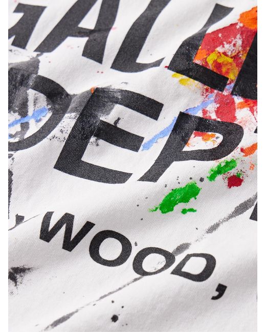 GALLERY DEPT. Natural Paint-Splattered Logo-Print Cotton-Jersey T-Shirt for men