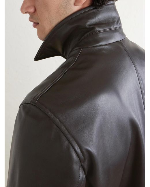 J. Mueser Gray Racer Leather Jacket for men
