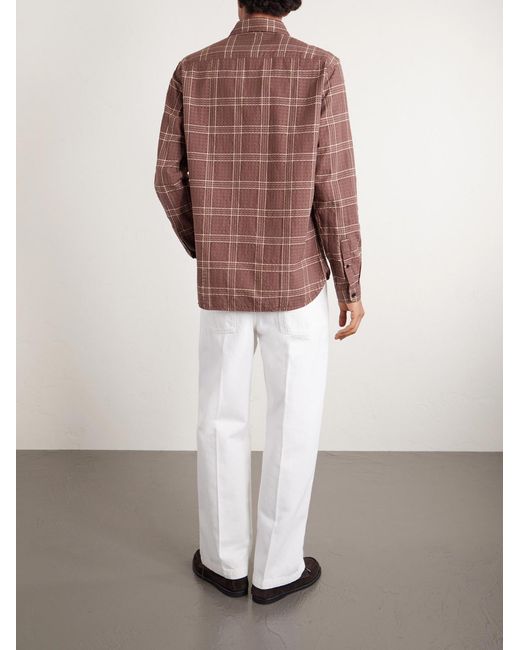 Oliver Spencer Brown New York Special Connell Checked Organic Cotton Shirt for men