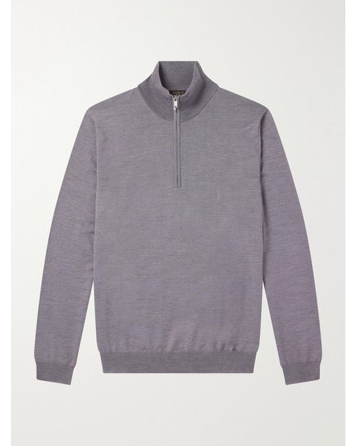 Slowear Gray Zanone Flexwool Half-Zip Sweater for men