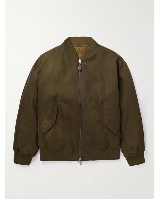 Loro Piana Green Thule Virgin Wool-Blend Gabardine Bomber Jacket for men
