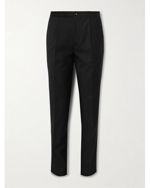 Incotex Black Venezia 1951 Tapered Pleated Super 100s Virgin Wool Trousers for men