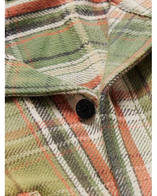 GALLERY DEPT. Marley Hemd aus kariertem Baumwollflanell mit Logoapplikation in Distressed-Optik in Green für Herren
