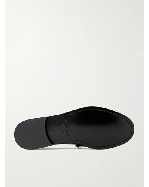 McQueen Black Leather Loafers for men