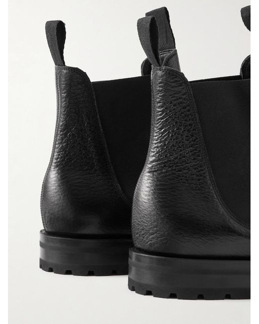 Edward Green Black Newmarket Grained-Leather Chelsea Boots for men