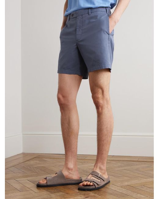 Sid Mashburn Blue Straight-Leg Garment-Dyed Cotton-Twill Shorts for men