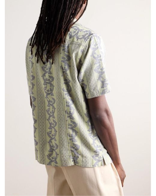 Corridor NYC Green Jakarta Camp-collar Cotton-jacquard Shirt for men