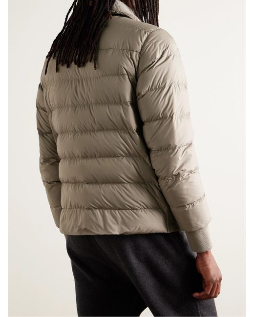 Moncler Brown Jumeaux Logo-appliquéd Shearling And Leather-trimmed Suede And Quilted Shell Down Jacket for men