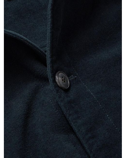 Sunspel Blue Cotton-Blend Moleskin Shirt Jacket for men