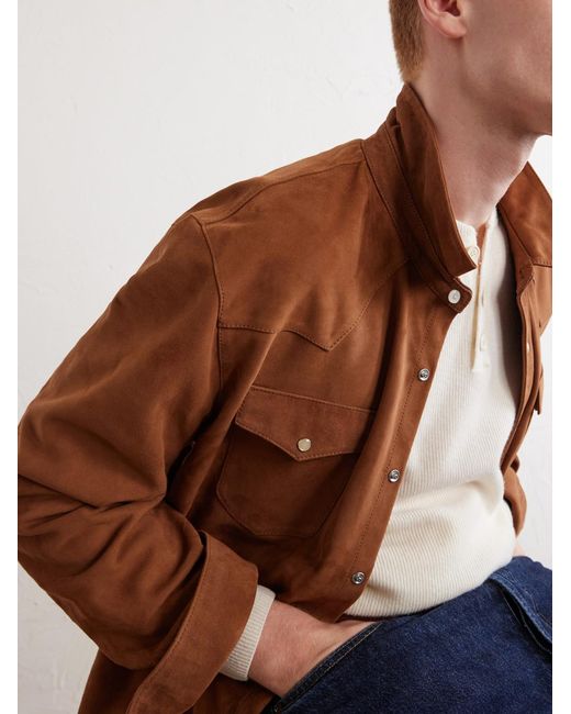 Officine Generale Brown Mashall Suede Jacket for men