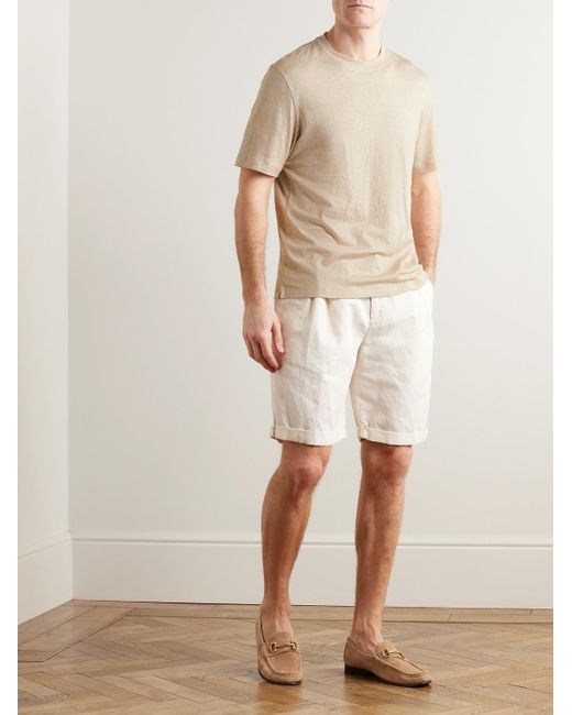 Brunello Cucinelli Natural Slub Linen And Cotton-blend Jersey T-shirt for men