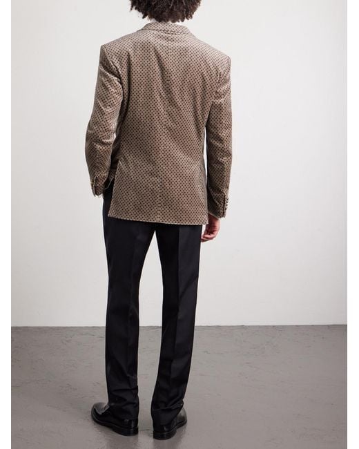 Dunhill Brown Slim-fit Printed Cotton-blend Velvet Tuxedo Jacket for men