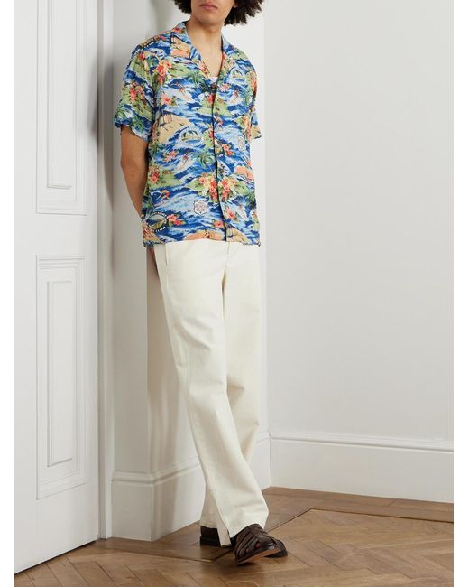Polo Ralph Lauren Blue Clady Convertible-collar Printed Poplin Shirt for men