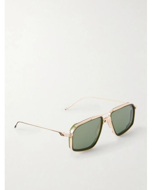 Jacques Marie Mage Green Jagger Aviator-style Gold-tone Titanium Sunglasses for men