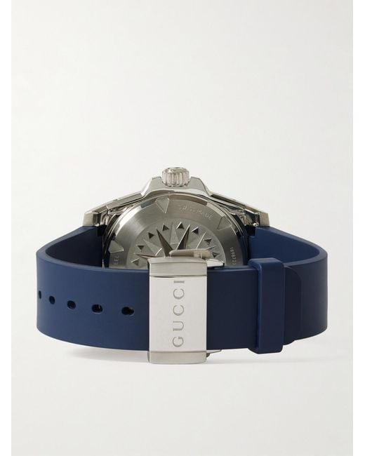 Gucci Blue Dive 40Mm Automatic Stainless Steel And Rubber Watch for men