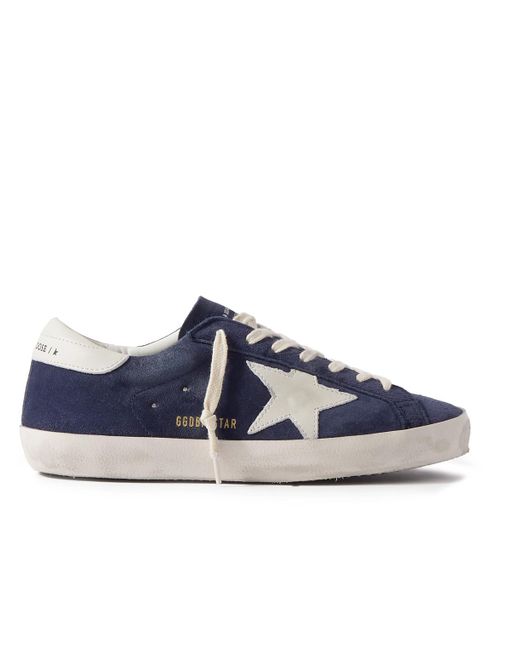 Golden Goose Deluxe Brand Blue Super-star Distressed Leather-trimmed Suede Sneakers for men