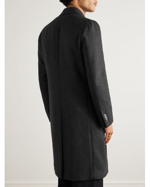 Boglioli Black Double-Breasted Wool-Blend Coat for men