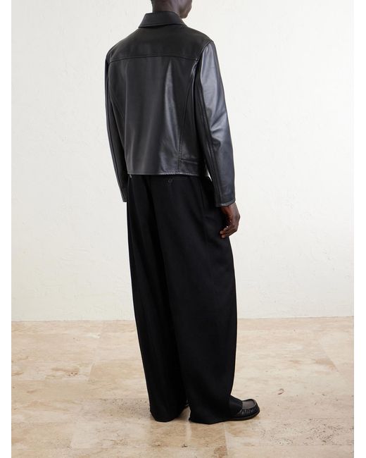 Jil Sander Black Leather Blouson Jacket for men