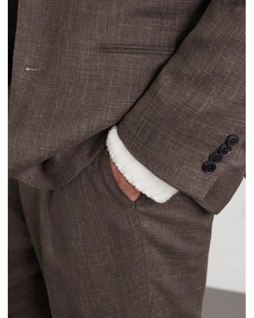 Saman Amel Brown Slim-fit Wool for men