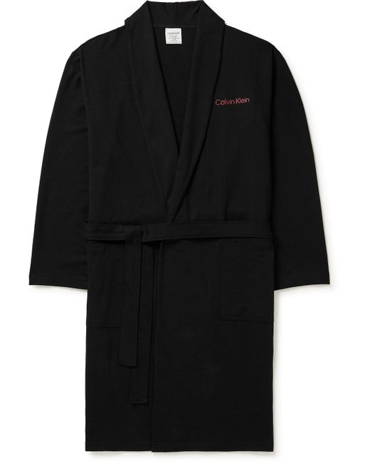 Calvin Klein Logoprint Cottonblend Jersey Robe in Black for Men Lyst