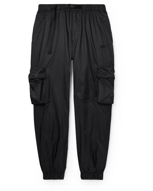 Nike Black Tech Straight-leg Logo-embroidered Belted Micro-ripstop Cargo Trousers for men