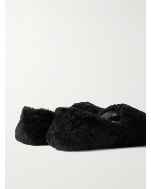 Mr P. Black Shearling Slippers for men