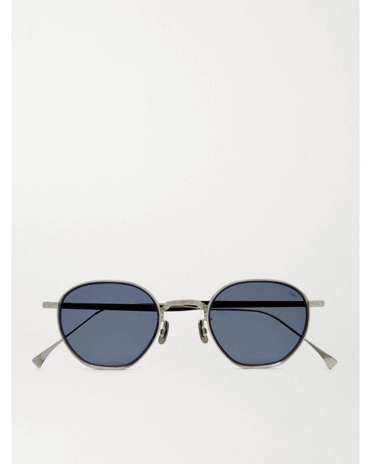 Eyevan 7285 Metallic Round-frame Engraved Silver-tone Sunglasses for men